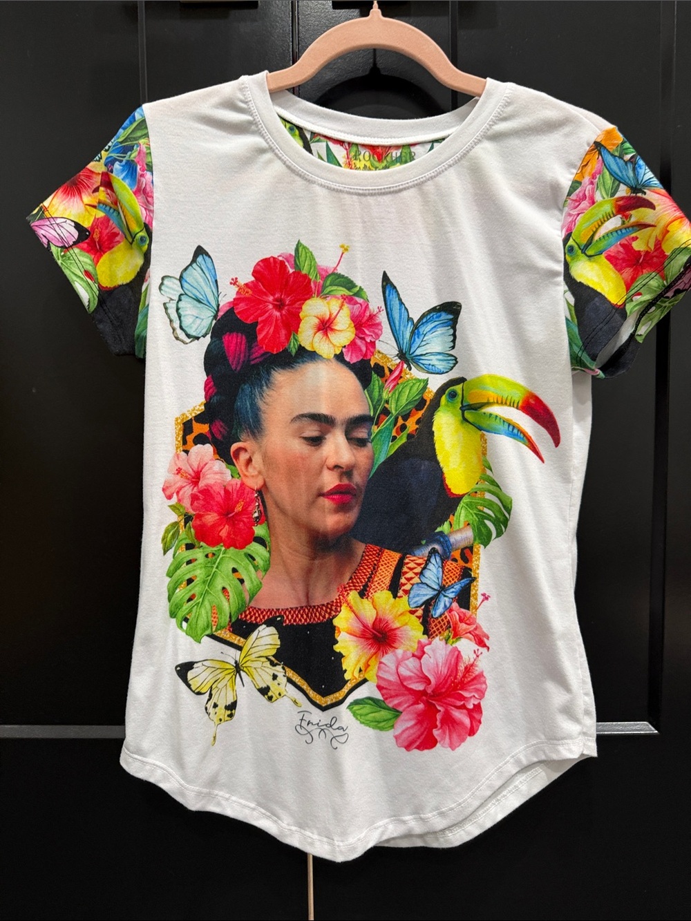 Frida Portrait Floral Graphic Tee - White